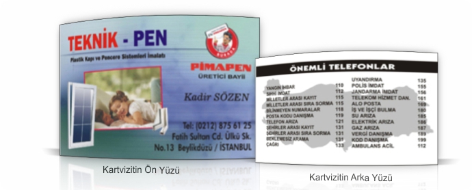 02 - Tek Yönlü Kartvizit (Arkası Baskılı)